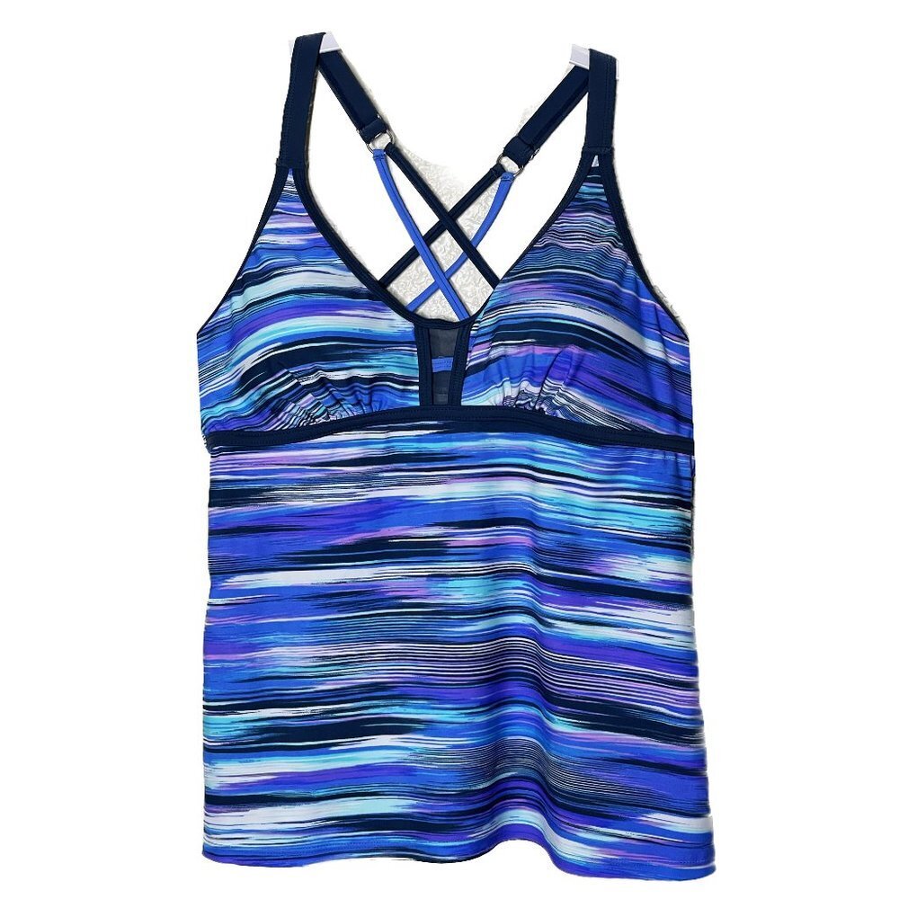 Free Country Blue and Purple Swim Top Size L 12/14